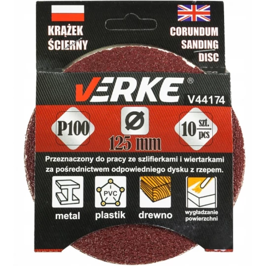 ABRASIVE DISC 125 MM P100 10 PCS VERKE