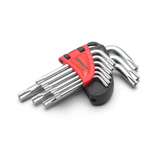 PRO ZESTAW 9 SZT KLUCZY TORX Z OTWOREM KRÓTKIE WT-09-TOK