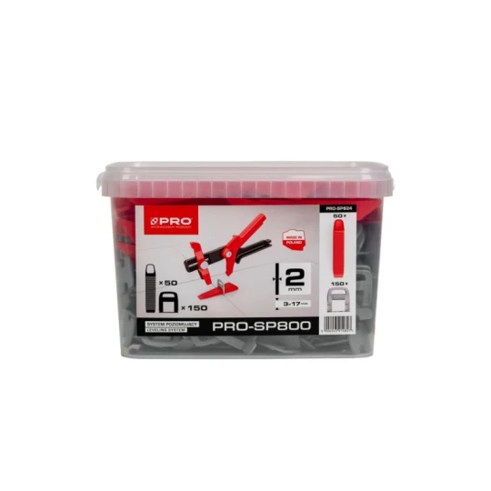 PRO SYSTEM POZIOMUJĄCY PRO-SP800 2MM MIX - KLIPSY/KLINY 150/50 SZT WIADRO 5L