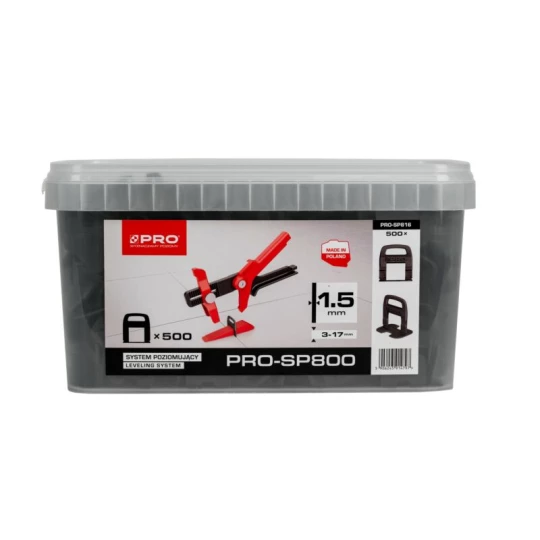 PRO SYSTEM POZIOMUJĄCY PRO-SP800 1,5MM KLIPSY 500 SZT WIADRO 10L