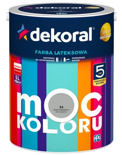 DEKORAL MOC KOLORU SZARA EMINENCJA 5L 