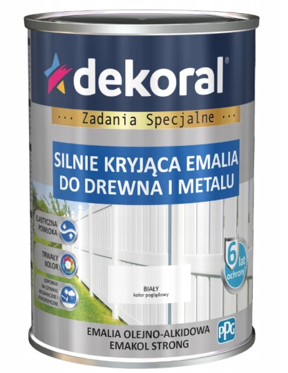 DEKORAL EMAKOL STRONG BIAŁA RAL9003 0,9L