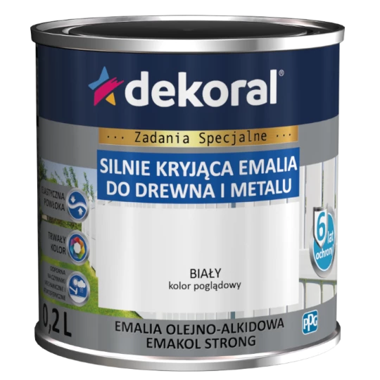 DEKORAL EMAKOL STRONG BIAŁA MAT RAL9003-HR 0,2L