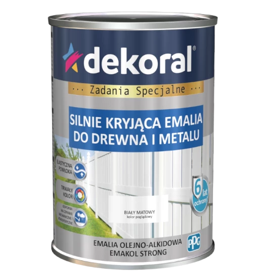 DEKORAL EMAKOL STRONG BIAŁA MAT RAL9003-HR 0,9L