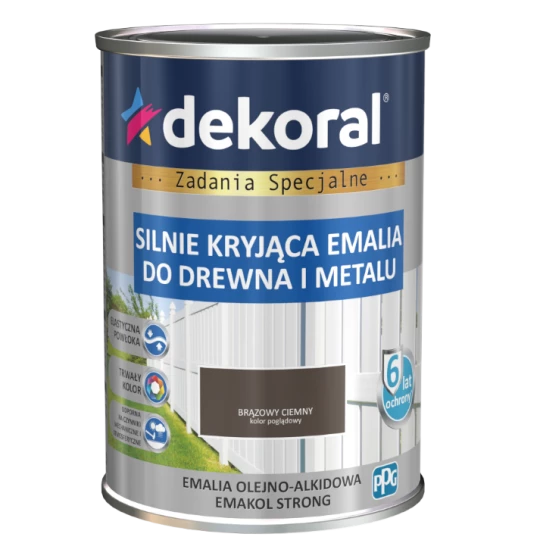 DEKORAL EMAKOL STRONG BRĄZOWY CIEMNY RAL 8017 0,9L