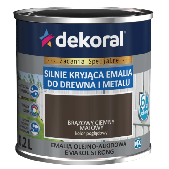 DEKORAL EMAKOL STRONG BRĄZOWY CIEMNY MAT RAL 8017 0,2L