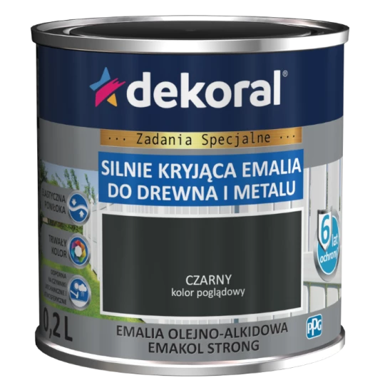 DEKORAL EMAKOL STRONG CZARNA RAL 9005 0,2L