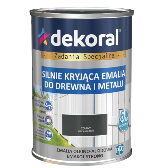 DEKORAL EMAKOL STRONG CZARNA RAL 9005 0,9L