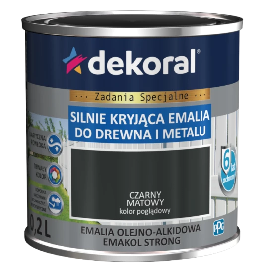 DEKORAL EMAKOL STRONG BLACK MATT RAL 9005-HR 0,2L