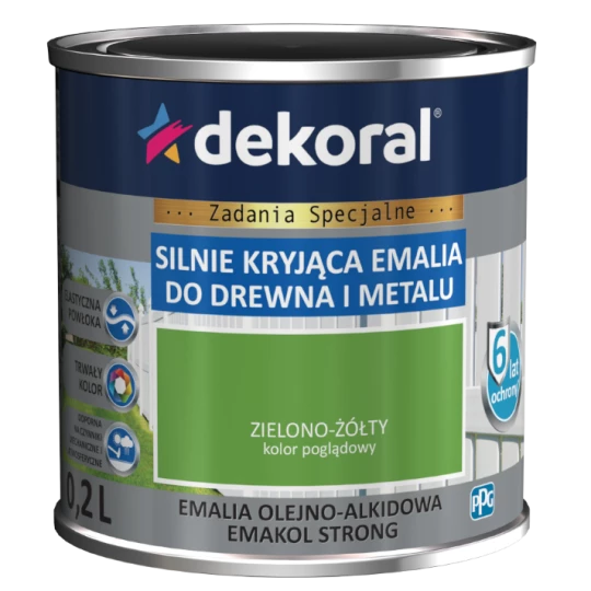 DEKORAL EMAKOL STRONG RAL 6018 ZIELONO-ŻÓŁTY 0,2L