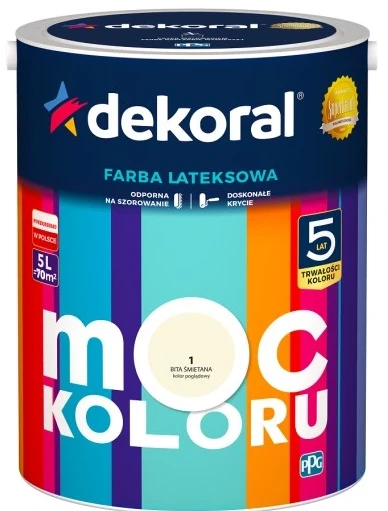 DEKORAL MOC KOLORU BITA ŚMIETANA 5L 