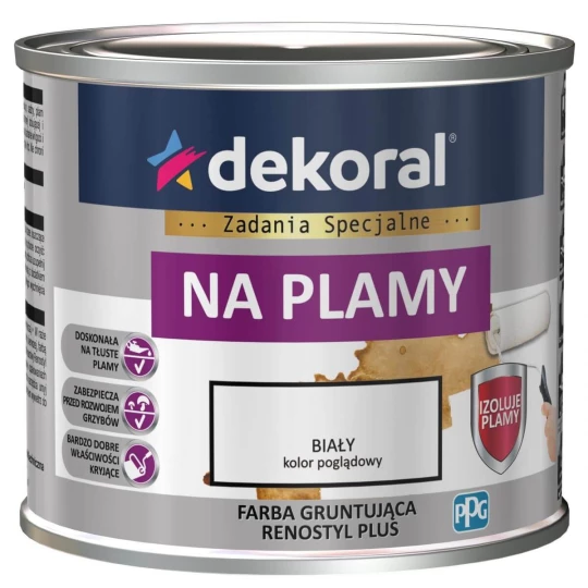 DEKORAL RENOSTYL PLUS 0,4L BIAŁA FARBA GRUNTUJĄCA PLAMY
