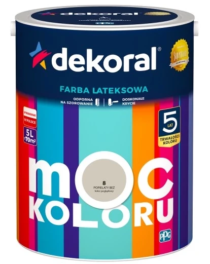 DEKORAL MOC KOLORU POPIELATY BEŻ 5L 
