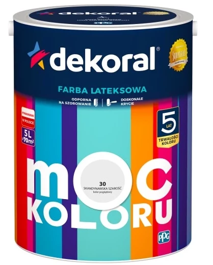 DEKORAL MOC KOLORU SKANDYNAWSKA SZAROŚĆ 5L 