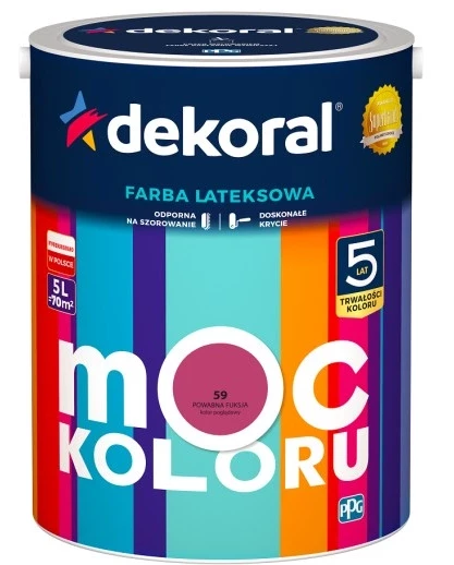 DEKORAL MOC KOLORU POWABNA FUKSJA 5L 