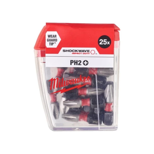 Milwaukee Shockwave Impact Duty bit for Phillips screws, PH2 x 25 mm (25 pcs.)