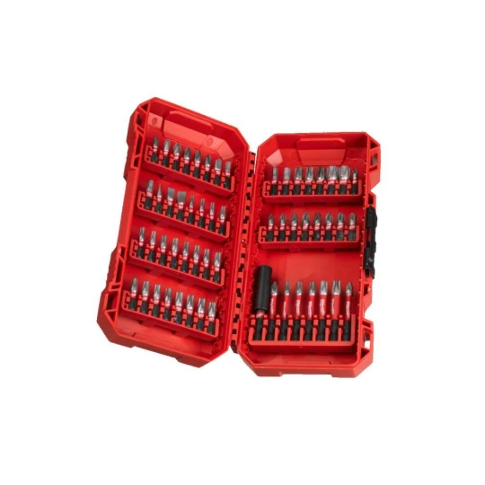 Milwaukee Shockwave impact bit set for flathead, Phillips, Pozidriv, Torx and Hex screws (56 pcs).