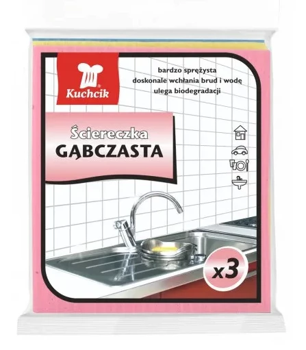 Ścierka gąbczasta mokra / 3szt
