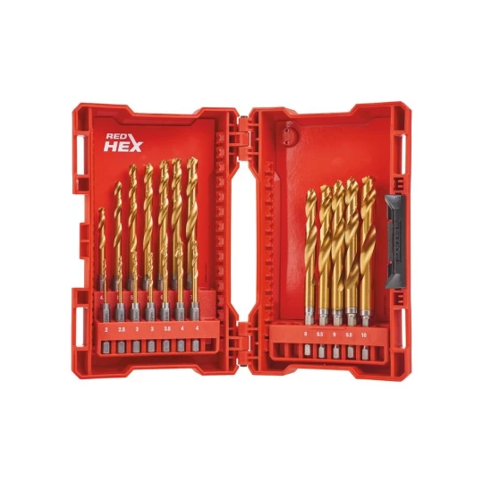 Milwaukee Zestaw wierteł do metalu Shockwave HSS-G Tin, 2 - 10 mm, uchwyt Hex (19 szt.)