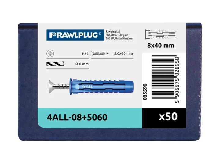 4ALL Universal pin 8x40mm with screw - carton pack - 50 pcs.