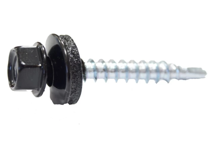 Wood self-drilling screws OD 4,8x35 mm with washer T14 - RAL 9005 - blister - 20 pcs.