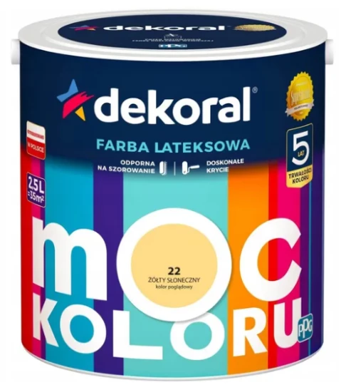 DEKORAL MOC KOLORU ŻÓŁTY SŁONECZNY 2,5L 