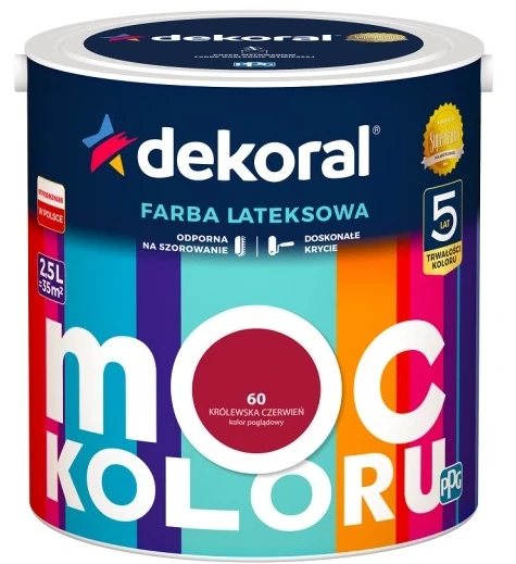 DEKORAL MOC KOLORU KRÓLEWSKA CZERWIEŃ 2,5L 