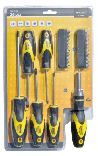 Ratchet screwdriver bits set 26cz - blister - 26 el.
