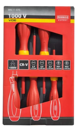 Zestaw wkrętaków izolowanych 1000V VDE 6cz - opakowanie plastikowe - 6 el.