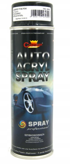 CHAMPION spray enamel 500ml Auto Acrylic gloss black