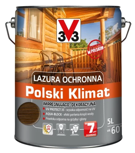V33 Lazura ochronna 5L orzech