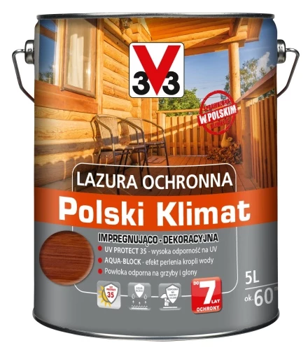 V33 Lazura ochronna 5L mahoń