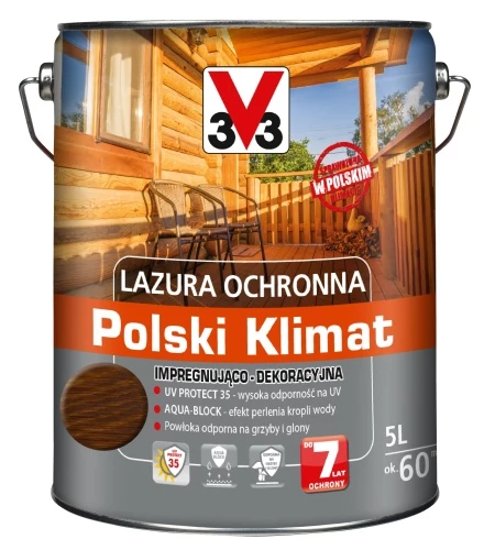 V33 Lazura ochronna 5L dąb złocisty