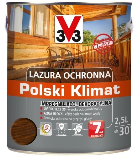 V33 Lazura ochronna 2,5L dąb złocisty