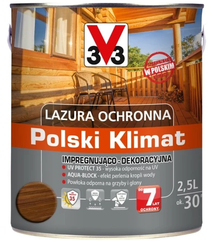 V33 Lazura ochronna 2,5L ciemny dąb