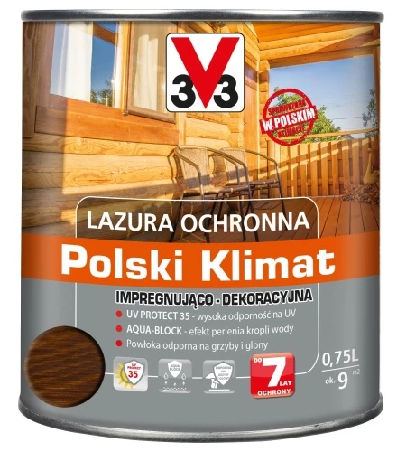 V33 Lazura ochronna 0,75L dąb złocisty