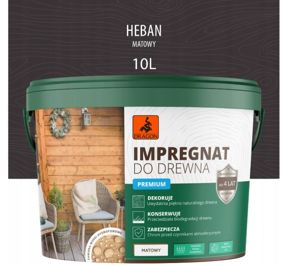 DRAGON Impregnat akrylowy do drewna 10L - heban