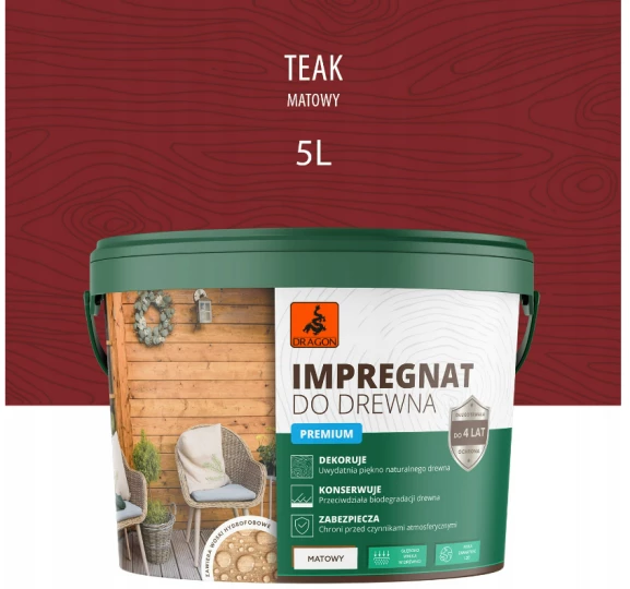 DRAGON Impregnat akrylowy do drewna 5L - teak