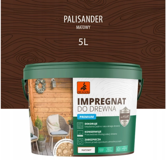 DRAGON Impregnat akrylowy do drewna 5L - palisander