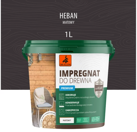 DRAGON Impregnat akrylowy do drewna 1L - heban