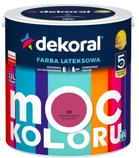 DEKORAL MOC KOLORU POWABNA FUKSJA 2,5L 