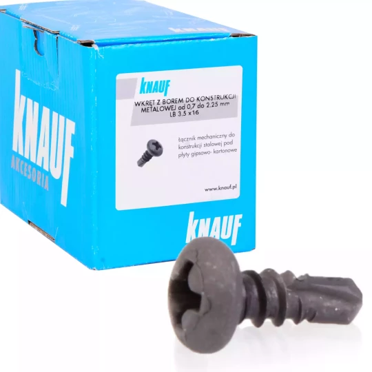 KNAUF Wkręt z borem LB 3,5x16 do konstrukcji metalowej od 0,7 do 2,25 mm (1000 szt)