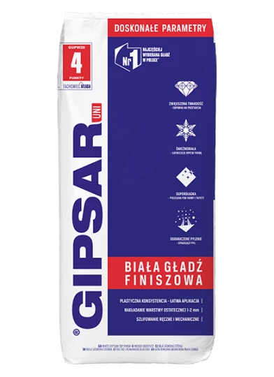 GIPSAR UNI biała gładź finiszowa, folia 20 kg