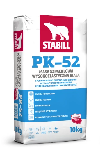 STABILL PK-52, masa szpachlowa wysokoelastyczna biała, 10 kg