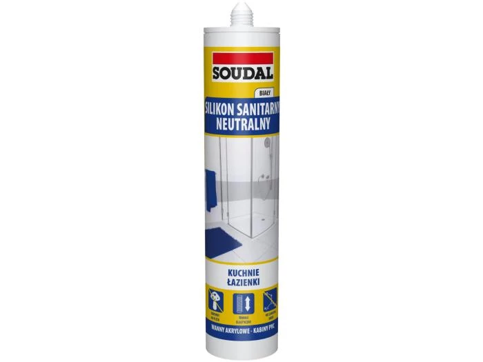 SOUDAL Silikon neutralny sanitarny biały 280ml