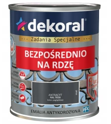 DEKORAL EMALIA ANTYKOROZYJNA BEZPOŚREDNIO NA RDZĘ 0,65L ANTRACYT MAT RAL 7016