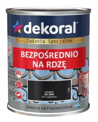 DEKORAL EMALIA ANTYKOROZYJNA BEZPOŚREDNIO NA RDZĘ 0,65L CZARNY MAT RAL 9005