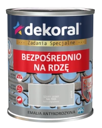 DEKORAL EMALIA ANTYKOROZYJNA BEZPOŚREDNIO NA RDZĘ 0,65L SZARY JASNY POŁYSK RAL 7035