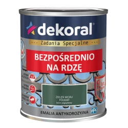 DEKORAL EMALIA ANTYKOROZYJNA BEZPOŚREDNIO NA RDZĘ 0,65L ZIELEŃ MCHU PÓLMAT RAL 6005