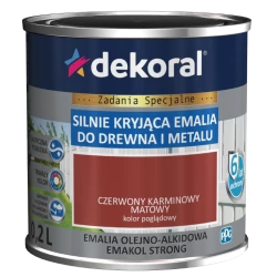 DEKORAL EMAKOL STRONG CZERWONY KARMINOWY MAT 0,2L